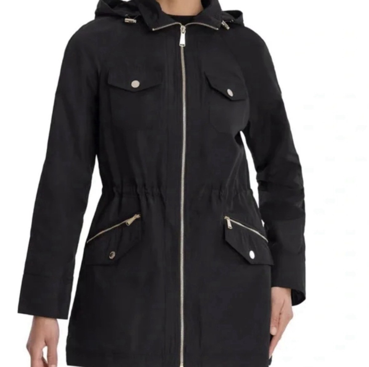 Michael Kors Anorak Rain Jacket Black Softshell Women size Large