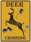 Deer Crossing Tin Sign Bullet Holes Retro Vintage Bar Country Home Decor Caution