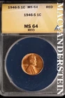 1946-S Lincoln Wheat Cent - ANACS MS 64 Red - Scarce  No Reserve  #SLK675