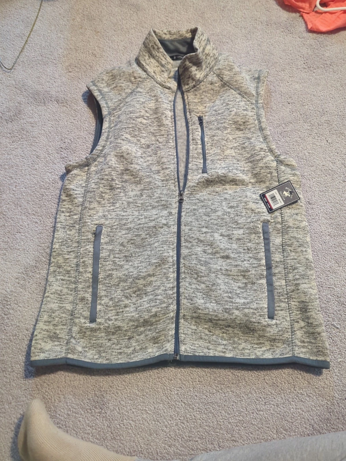 Beverly Hills Polo Club Fleece Vest Men’s Size Size L Zipper Pockets Gray