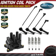 1x Ignition Coil & 4x Iridium Spark Plugs & 4x Wires for Ford Escape Focus Mazda