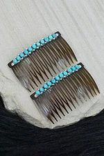 Turquoise & Sterling Silver Hair Combs - Martin Muskett
