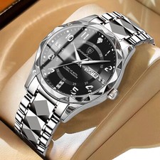 Men's Quartz Watches 3 ATM Waterproof Luminous Date Stainless Steel Wristwatches