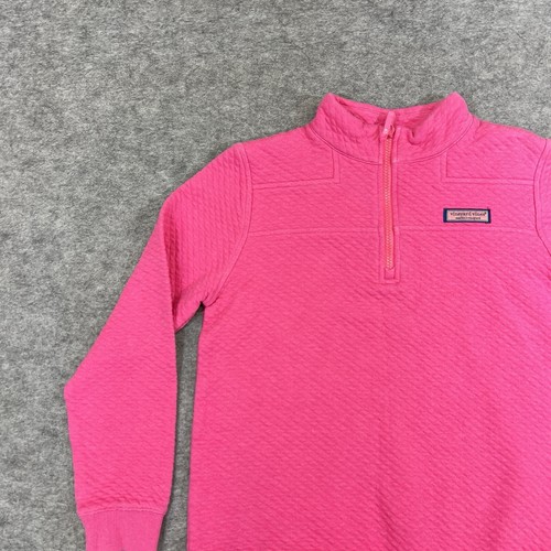 Vineyard Vines Jacket Girls Large 14 Pink Quilted Quarter Zip Pullover Sweater - Picture 2 of 21