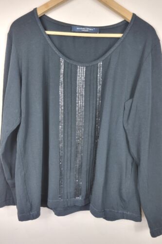 Marina Rinaldi Sport Jersey Tshirt XL black Sequin Long Sleeve - 第 1/8 張圖片
