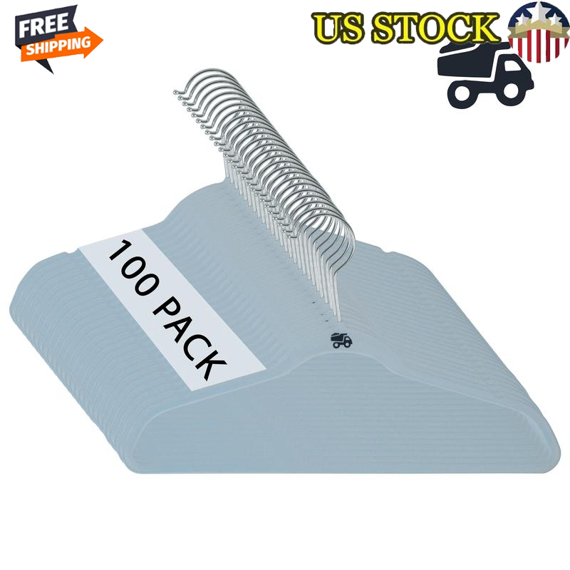 100-Pack Velvet Non-Slip Hangers for Closet Organization - Durable & Lightweight-image
