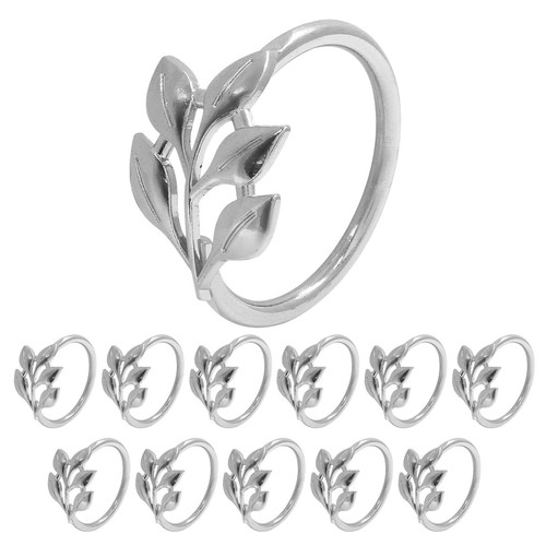 Silver Napkin Rings Set of 12 Metal - Leaf Napkin Rings Holders Decorative - ... - Picture 5 of 5
