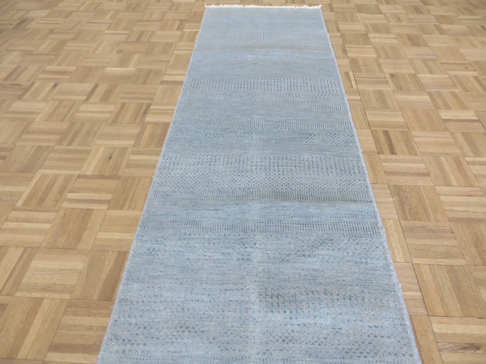 2'5 x 12'1 Runner Hand Knotted Sky Blue Gabbeh Oriental Rug G15444 - Image 3 of 4