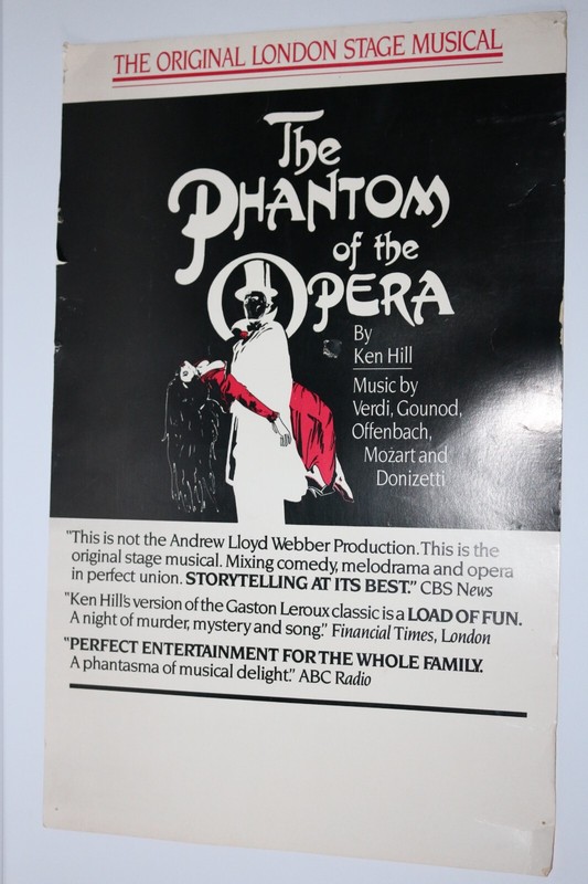 ORIGINAL The Phantom of the Opera poster directly from theater 22" x 14" RARE