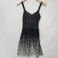 Free People Mini Dress Black Silver Sleeveless Floral Shimmer