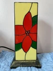 POINSETTIA Stained Glass Look TIFFANY STYLE Christmas VINTAGE Light 11" Figurine