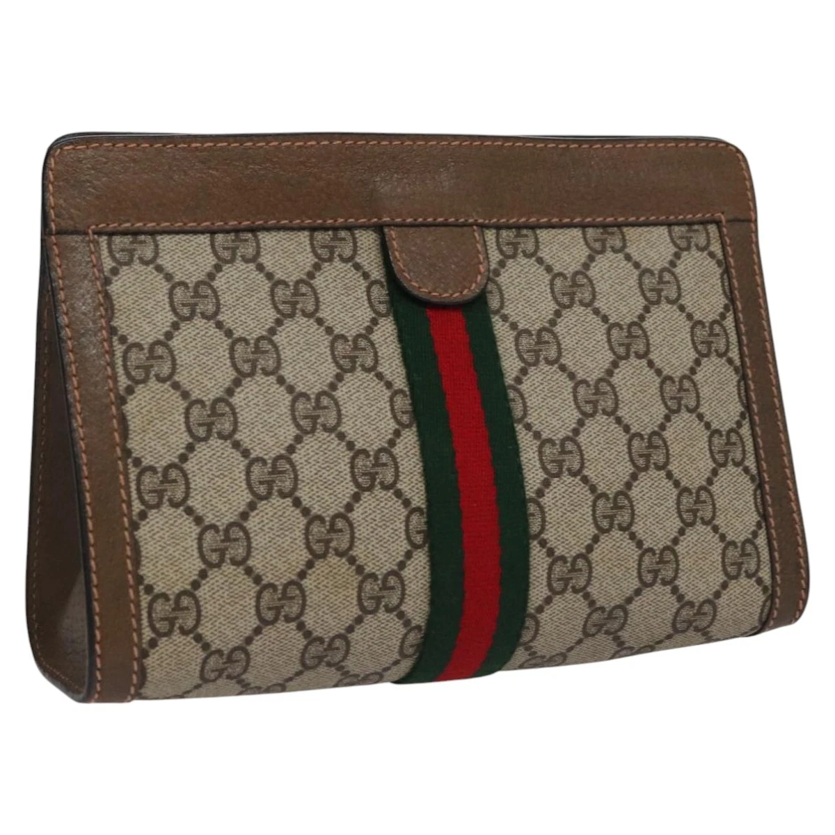 Sac pochette GUCCI GG Supreme Web Sherry Line PVC beige vert rouge authentique ep7268