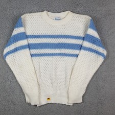 Vintage 80s Blue Striped Women's Small 17 Knit Pullover Sweater Preppy USA Made