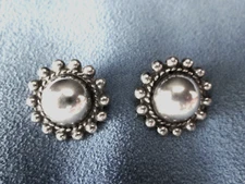 2 Sterling Silver Handmade Navajo Style Dome Buttons /w Copper Shanks - 20mm