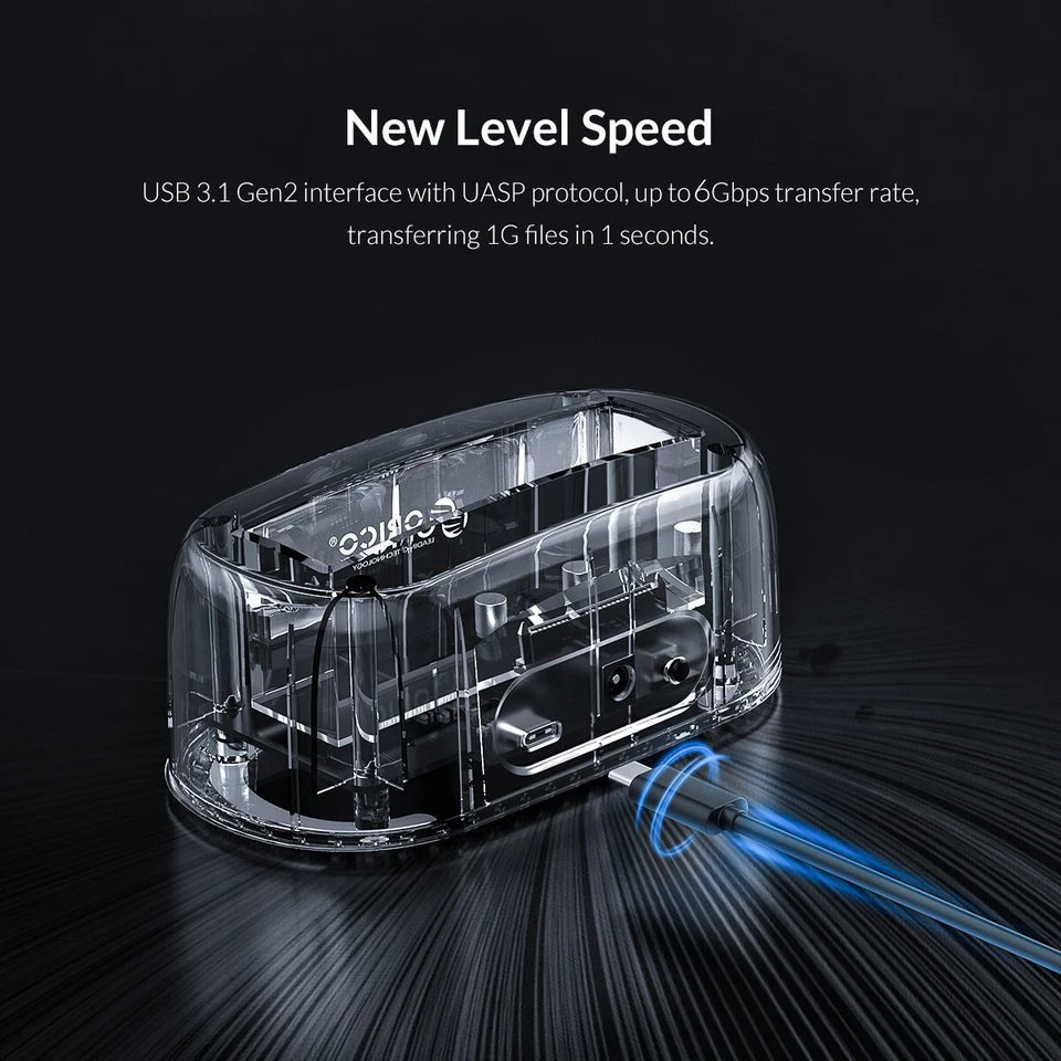 ORICO USB 3.1 (10Gbps) Hard Drive Docking Station for 2.5/3.5" Inch SATA SSD HDD - Image 2 of 4