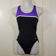 Dolfin Ocean Women's One Piece Swimming Suit Purple/Black Sz 34 Racerback
