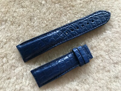 22mm/18mm Blue Alligator Crocodile Embossed Leather Watch Strap Band