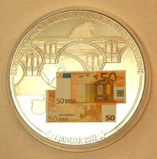 Liberia 1$ Münze 2002 Banknote 50 Euro 2002 Architektur Ø 50mm Farbe 1. Serie