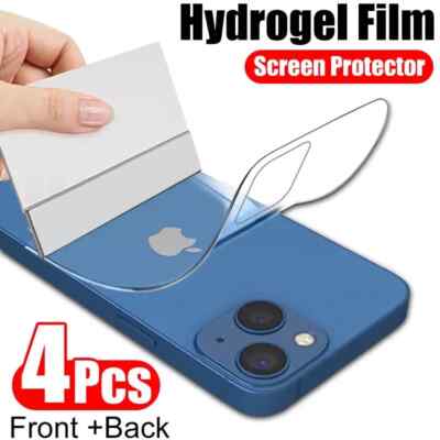 4Pcs Protector De Pantalla Película Hidrogel For iPhone X 12 13 14 15 16 Pro MAX