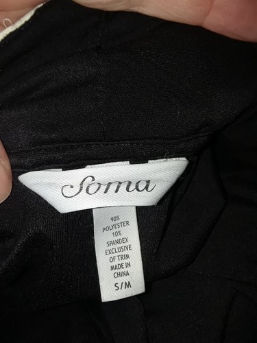 Ladies Soma Black White Floral Embroidered Collar Belted Robe Size S/M - Picture 5 of 5