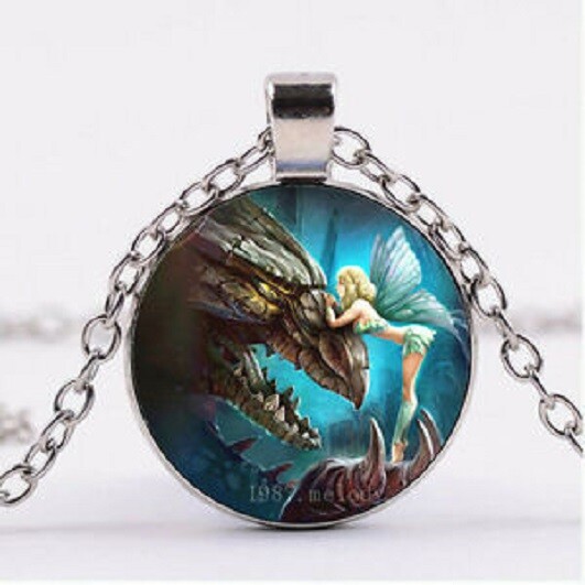 DRAGON FAIRY FANTASY handmade Pendant Sterling 925 Silver 20