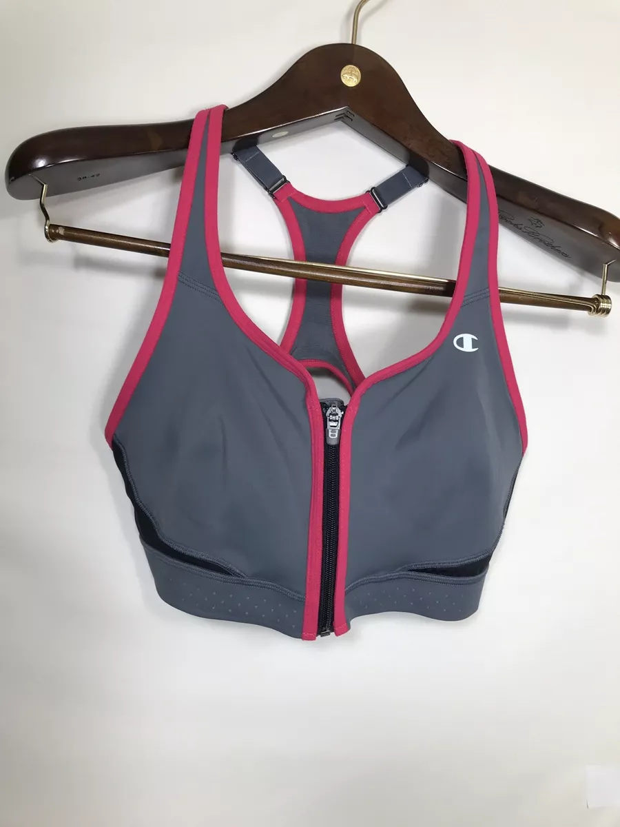 Champion RN 15763 grey pink Polyester Sports Bra Size medium