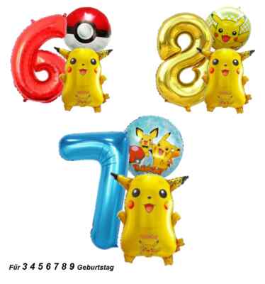 Poke mon Pikac hu Glumanda Shig  Für 3 4 5 6 7 8 9 Junge Party Kinder Geburtstag