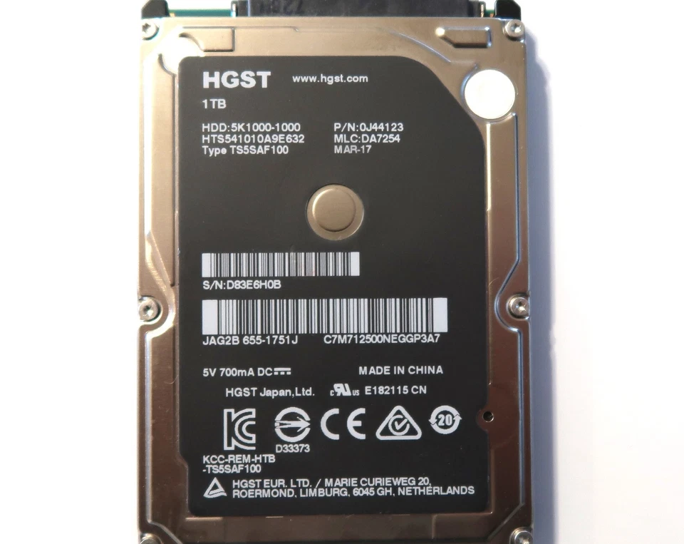 Hitachi HTS541010A9E632 0J44123 DA7254 (D83) China 1.0TB 2.5" Sata HDD MAR-17 - Image 3 of 4