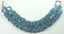 Turquoise Crystal Seed Bead Fancy Bracelet Statement Handcrafted
