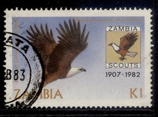 ZAMBIA QEII SG368, 1984 1k African conservation badge, FINE USED.