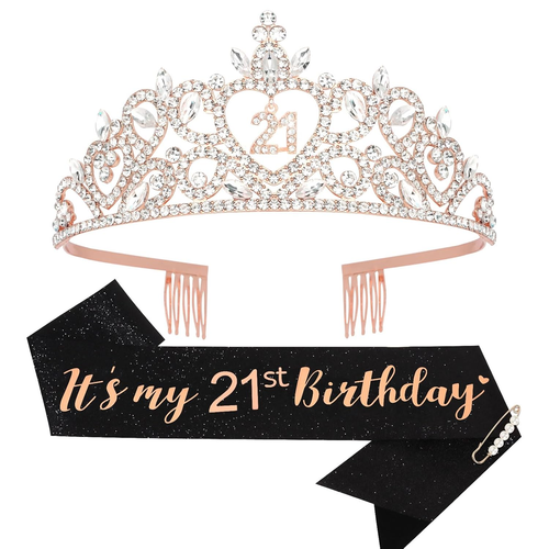 Happy 21St Birthday Decorations for Her - Sash, Crown, and Gifts for Women - 第 12/12 張圖片
