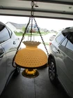 Vtg Hobnail Milk Glass Hurricane Hanging Swag Lamp Brass Finish w/Clear Chimney