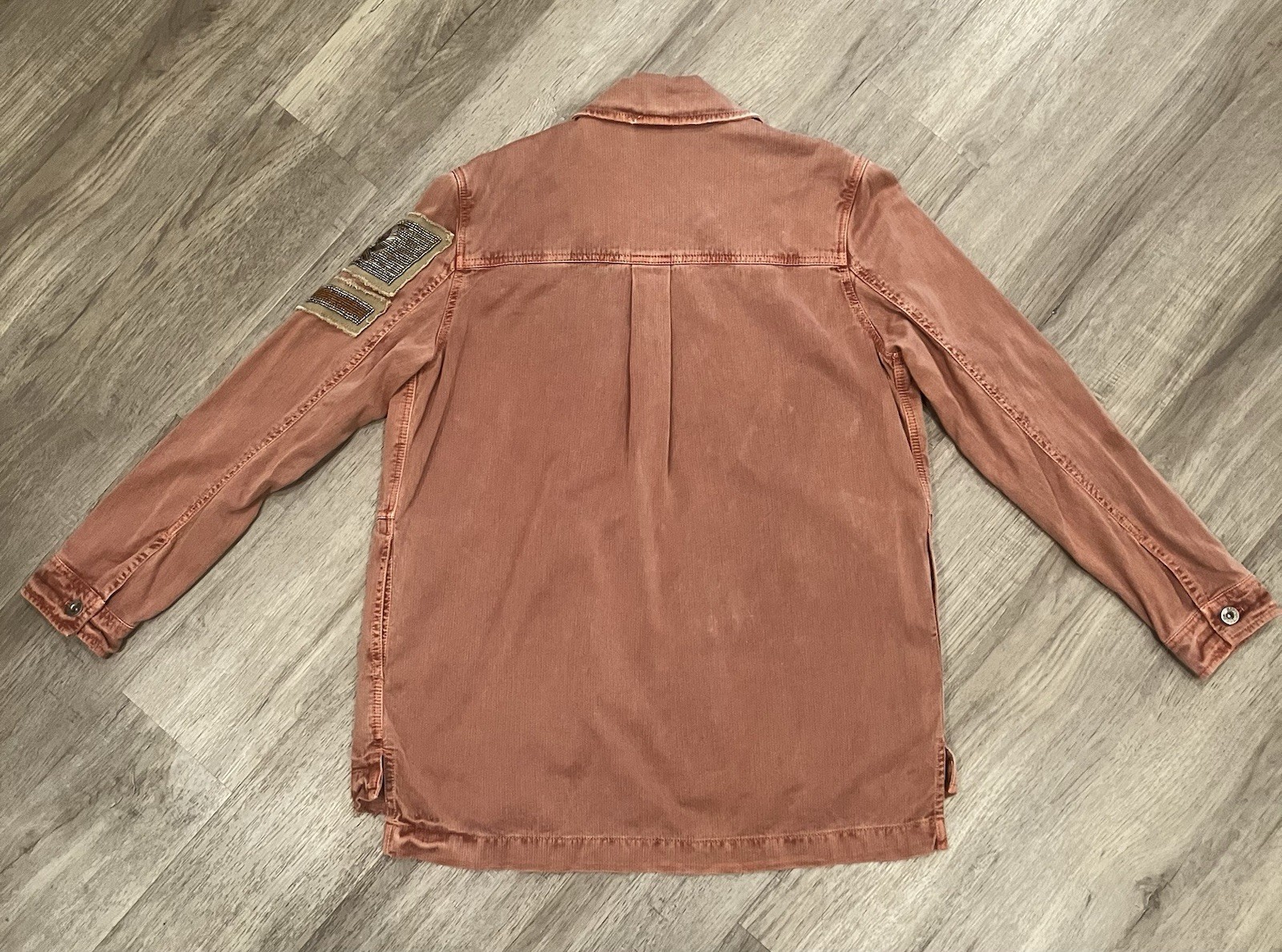 Free People Beaded Patch Button-Down Collared Rus… - image 3