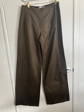 Max Mara Sportmax Olive Green Wool Blend Wide Leg Trousers Italy NWOT 42 US 10