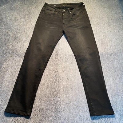 Tigha Jeans Morty Herren W28 L28 Schwarz Straight Denim Freizeit