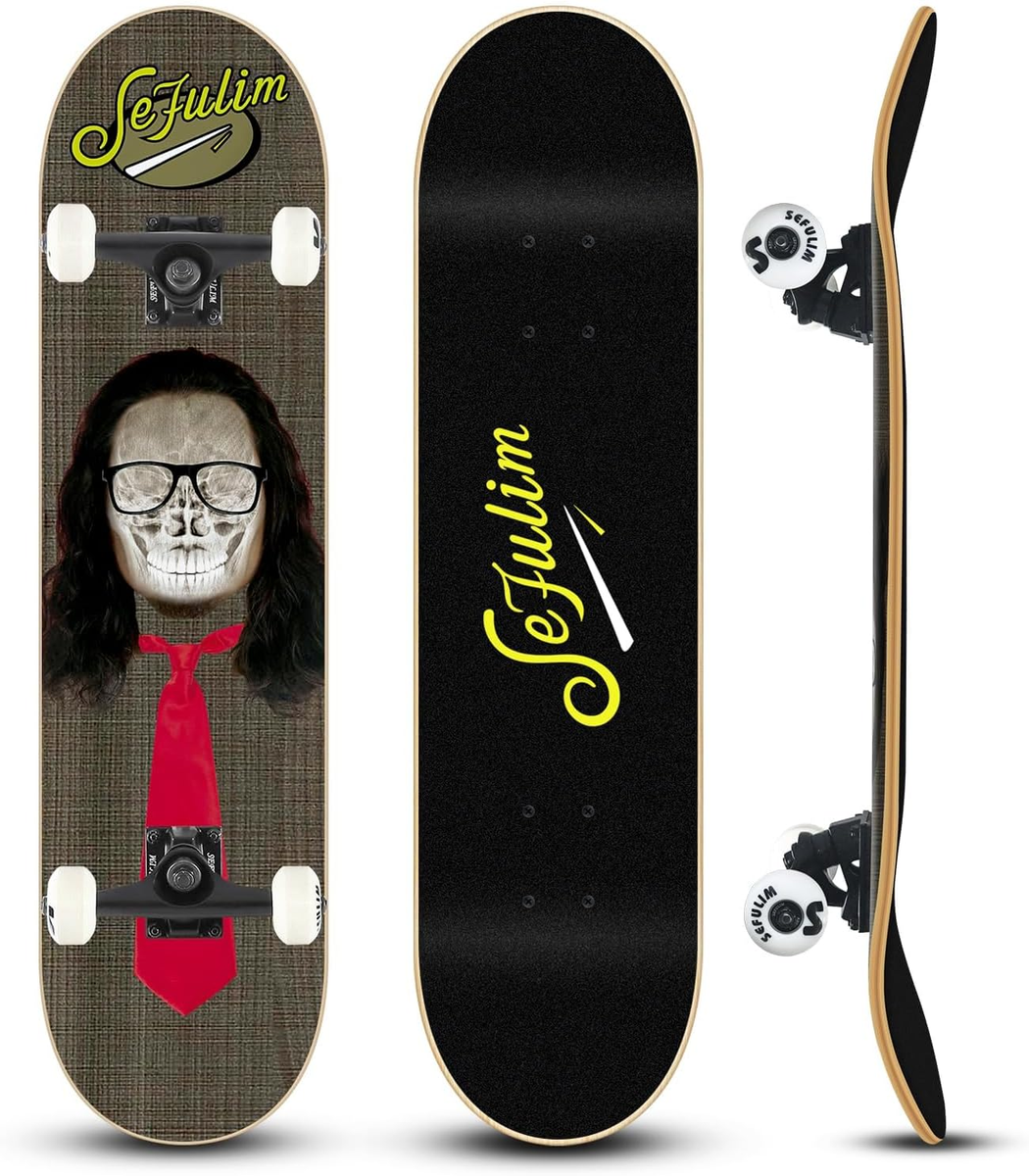 31 X 8 Inch Complete Skateboard 7 Layer Canadian Maple Double Kick
