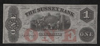 $1 The Sussex Bank Obsolete Bank Note Newton New Jersey "Crisp New"