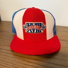 Vintage Super Bowl XVIII Trucker Hat Lucky Stripes USA Snapback Mesh Cap