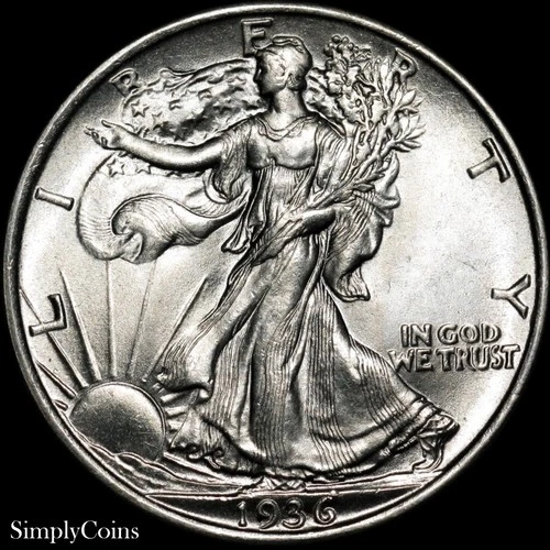 1936 Walking Liberty Half Dollar GEM BU Uncirculated Silver Coin US