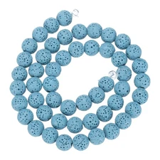 Light Blue Volcanic Rock Beads 8mm Essential Oil Diffuser Stone,1 Strand 51pcs