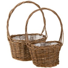 Plant basket wicker set oval brown 2 decorative basket flower decoration