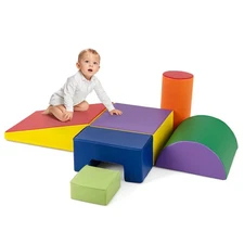 6 PCS Kids Climber Play Set Indoor Foam Climb and Crawl Activity Blocks w/ Cover