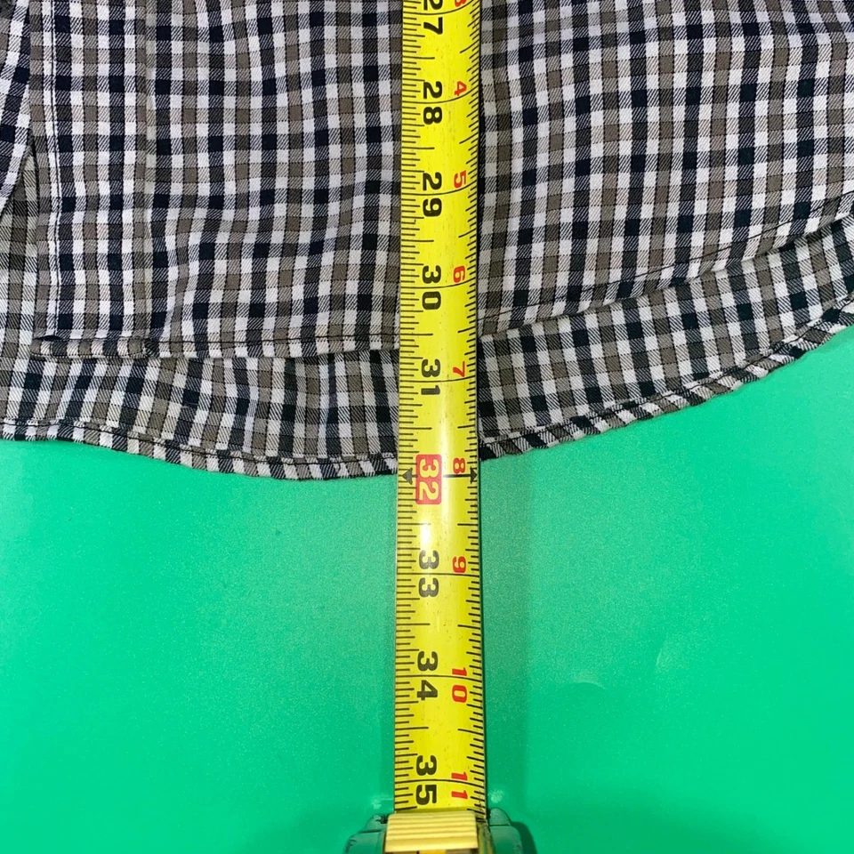 Van Heusen XXL 18-18½ Brown Plaid Button Down Dress Shirt Long Sleeve No Iron - Image 4 of 4