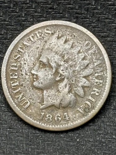 1864 Indian Head Penny Cent pointed bust & L On Ribbon #1025🔥🔥🔥