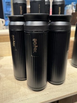 Harry Potter New York NY Black Gold Ridged Minalima Ridged Travel Flask Bottle