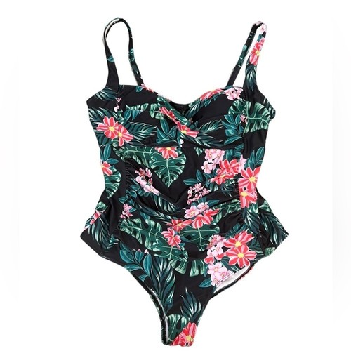 Costume da bagno unico Ekouaer floreale increspato taglia XXL - Foto 1 di 7