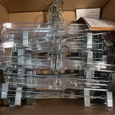 Clear Plastic Hangers Skirt Pants 27 Pack 14" inch with Adjustable Clips,  New