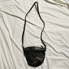 Coach Black Shoulder Bag Zip Closure Gold Hardware Buckle Accent Crescent Shape