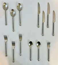 Pier 1 Imports Twist Drop Stainless Steel Flatware Lot Of 13 Mixed Pieces EUC