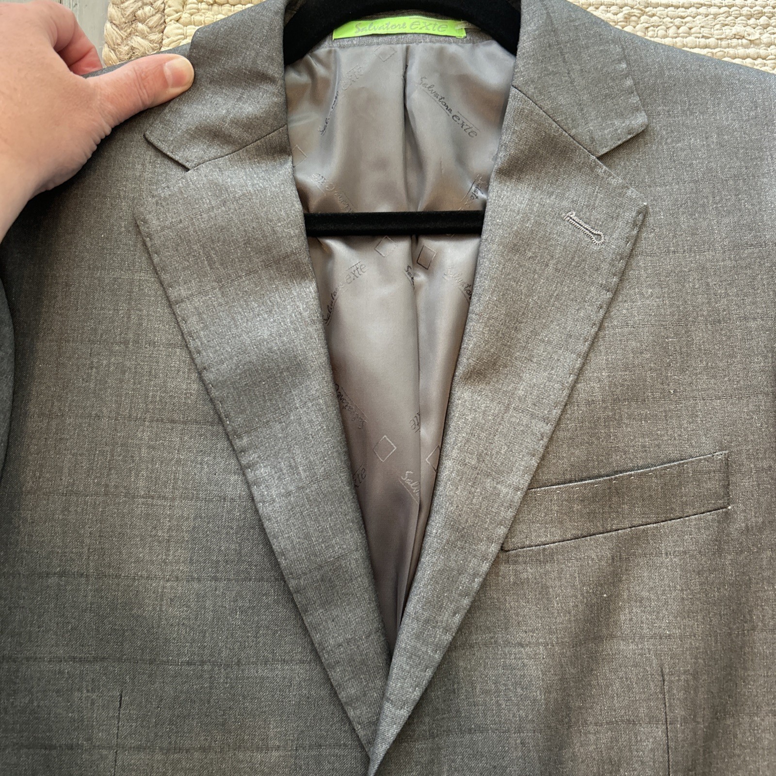 Salvatore Exte Gray Plaid Solid 2 Button Double V… - image 6